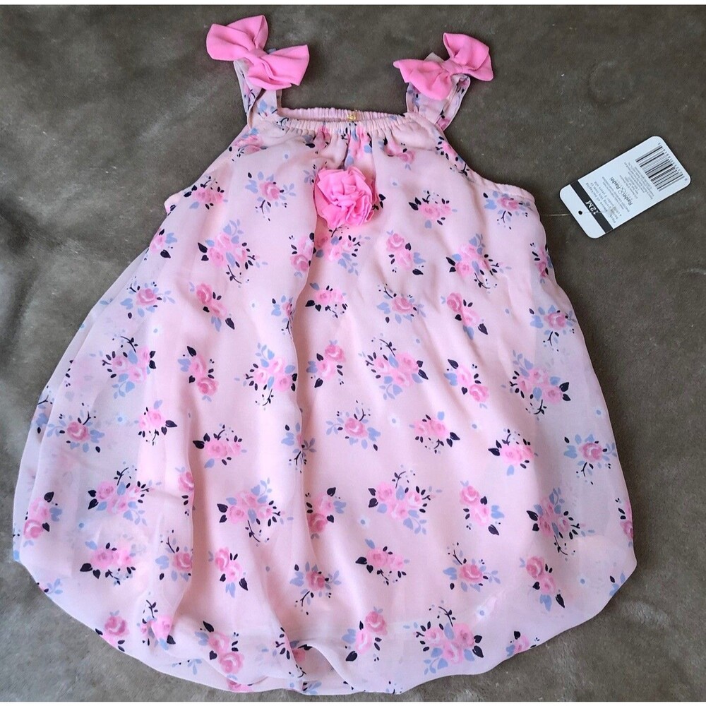 Mini B Girls Outfit Pink Floral Romper  Size 12M New With Tags